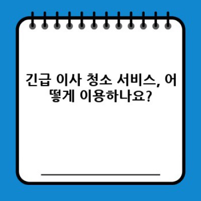 이사 청소 급하게 필요할 때? 긴급 청소 서비스 활용법!