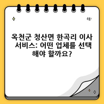 충청북도 옥천군 청산면 한곡리 이사 전문 대행 서비스:  내게 딱 맞는 이사 서비스 찾기 완벽 가이드