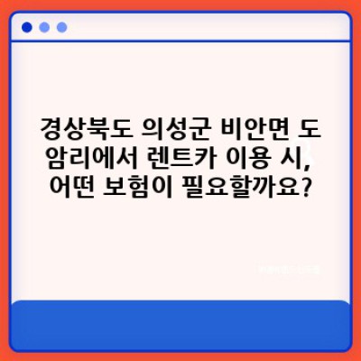 렌트카 보험료 비교: 경상북도 의성군 비안면 도암리에서 렌트카 이용 시 알아야 할 모든 것