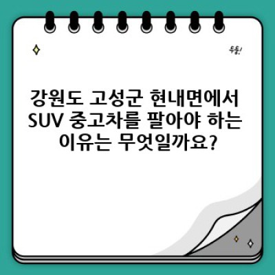 강원도 고성군 현내면 SUV 중고차 매입: 최고가 매입 보장, 꼼꼼한 검수, 안전한 거래!