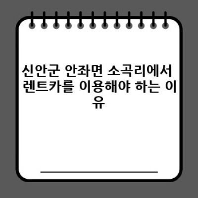 신안군 안좌면 소곡리 렌트카 예약 가이드: 섬 지역 렌트카 이용 완벽 가이드