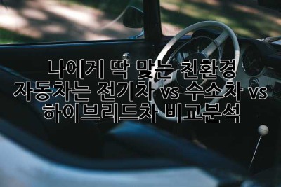 나에게 딱 맞는 친환경 자동차는? 전기차 vs 수소차 vs 하이브리드차 비교분석!