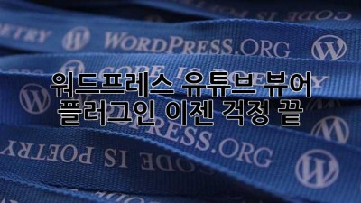 워드프레스 유튜브 뷰어 플러그인, 이젠 걱정 끝! ✨