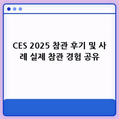 CES 2025: 효과적인 전시회 참관 전략 완벽 가이드