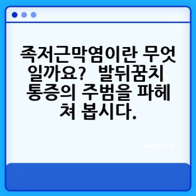 족저근막염 완전정복: 증상, 원인, 치료 및 예방까지 A to Z
