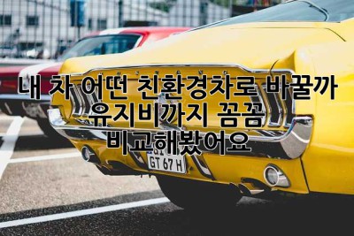 내 차, 어떤 친환경차로 바꿀까? 유지비까지 꼼꼼 비교해봤어요!