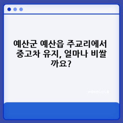 예산군 예산읍 주교리 중고차 유지비 완벽 가이드: 내 차 유지, 얼마나 들까요?