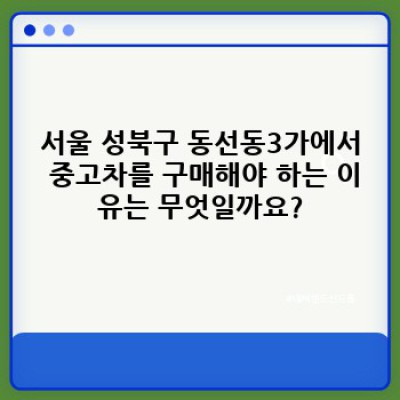 서울 성북구 동선동3가 중고차 가격 비교: 모델별 시세 완벽 분석
