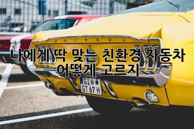 나에게 딱 맞는 친환경 자동차, 어떻게 고르지? 🤔