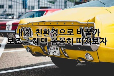 내 차, 친환경으로 바꿀까? 보조금 혜택 꼼꼼히 따져보자!