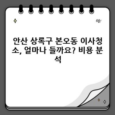 안산시 상록구 본오동 이사청소 비용 완벽 가이드: 꼼꼼한 비교와 현명한 선택