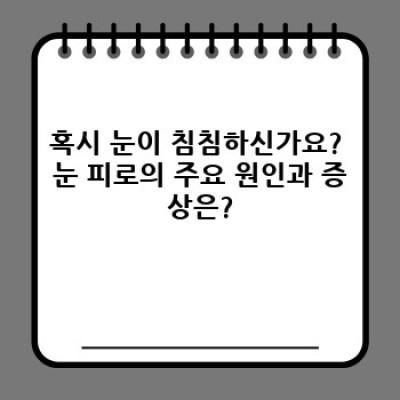 눈 피로 탈출! 눈 건강 지키는 완벽 가이드: 눈보호의 모든 것