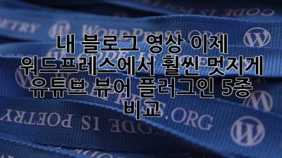 내 블로그 영상, 이제 워드프레스에서 훨씬 멋지게! ✨ 유튜브 뷰어 플러그인 5종 비교