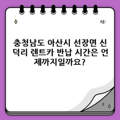 충청남도 아산시 선장면 신덕리 렌트카 반납: 시간과 절차 완벽 가이드
