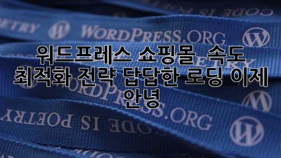 워드프레스 쇼핑몰 🚀 속도 최적화 전략: 답답한 로딩, 이제 안녕!