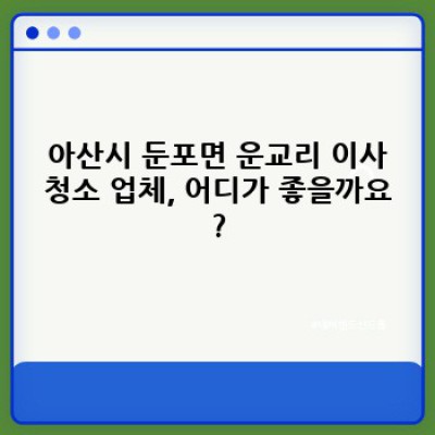 아산시 둔포면 운교리 이사청소 업체 선택 완벽 가이드: 꼼꼼 비교분석과 후기까지!