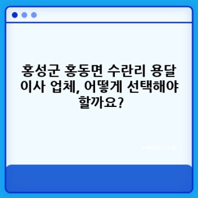 홍성군 홍동면 수란리 용달이사 소형 서비스 완벽 가이드: 비용, 업체 선택, 주의사항까지!