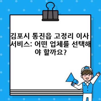 김포시 통진읍 고정리 이사 안전 서비스: 이사 전문 업체 선택 가이드