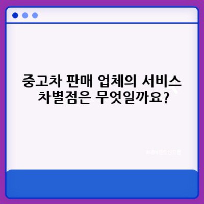 내게 딱 맞는 중고차 판매 업체 찾기: 신뢰도와 서비스 비교분석