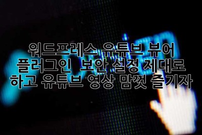 워드프레스 유튜브 뷰어 플러그인?  보안 설정 제대로 하고 유튜브 영상 맘껏 즐기자!