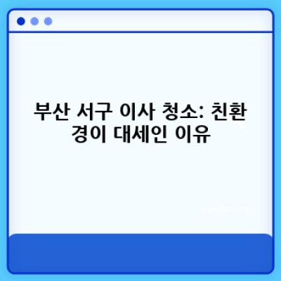 부산 서구 부민동, 부용동2가 이사 청소: 친환경 서비스로 새 보금자리 만들기 - 완벽 가이드