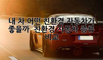 내 차, 어떤 친환경 자동차가 좋을까? 🤔 친환경 자동차 종류 비교