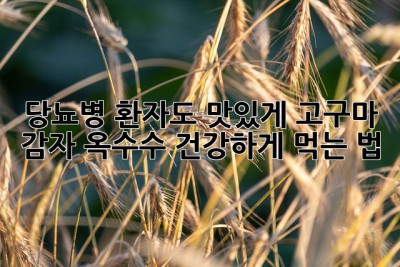 당뇨병 환자도 맛있게! 고구마, 감자, 옥수수 건강하게 먹는 법