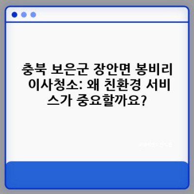 충북 보은군 장안면 봉비리 이사청소: 친환경 서비스로 새출발, 완벽한 이사청소 가이드