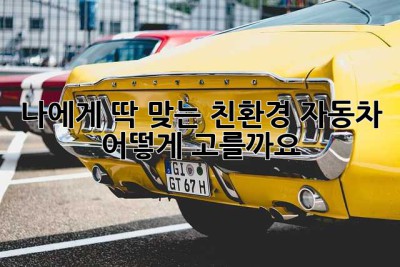 나에게 딱 맞는 친환경 자동차, 어떻게 고를까요?🤔