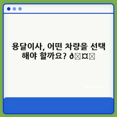 소량이사, 용달이사 차량 선택 완벽 가이드: 크기, 종류, 예약까지!