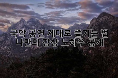 국악 공연, 제대로 즐기는 법: 나만의 감상 노하우 공개!